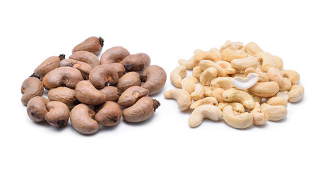 cashew nuts on white background
