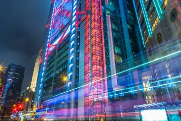 Foto op Plexiglas light trails in the downtown district,hongkong china. © kalafoto