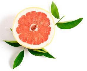 Slice of grapefruit isolated on white background