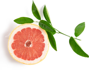 Slice of grapefruit isolated on white background