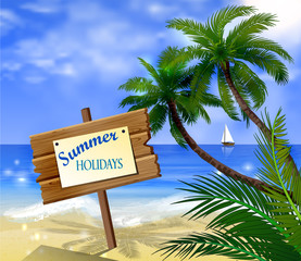 Naklejka premium Vector tropical beach 