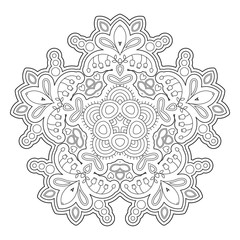 Black and white abstract pattern, mandala.