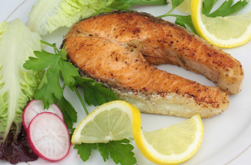 Roasted salmon steak