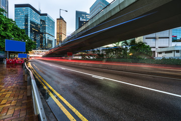 Fototapeta na wymiar traffic trails in the downtown district,hongkong china.