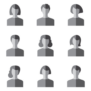 User icons set, people flat icons, isolated on white background, vector illustration.