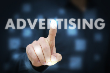 Businessman touching Advertising