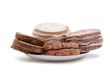 minced meat served in plate over white background.