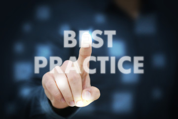 Businessman touching Best Practice