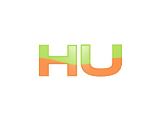 Fototapeta premium Green Orange shiny HU letters