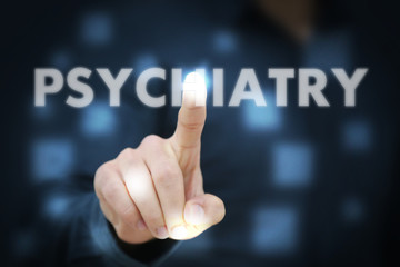 Businessman touching Psychiatry