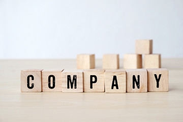 Company word on wooden cubes background