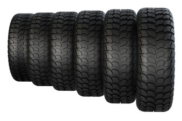 Obraz premium New rubber tires for car isolated on white background.
