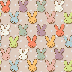 Seamless pattern with cute rabbits. Colorful bunny background.