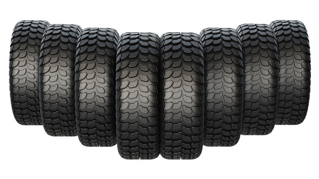 New rubber tires for car isolated on white background.