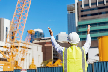 Engineer builder at construction site