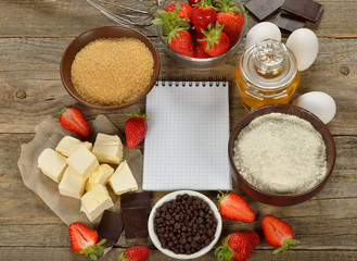 Ingredients for baking strawberries cake