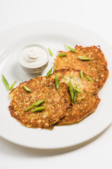 potato pancakes with sour cream