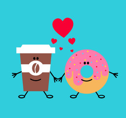 coffee with donut concept illustration