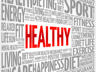 HEALTHY word cloud, fitness, sport, health concept