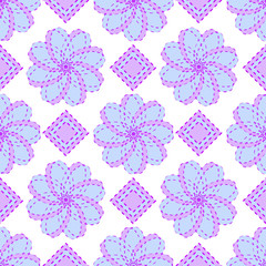 Geometric blue floral vector pattern