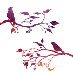 birds at tree silhouettes