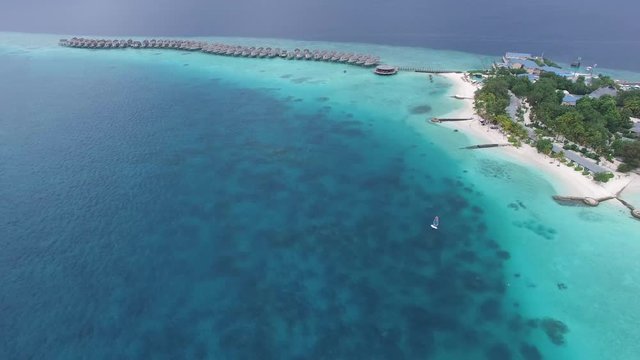 Small tropical island. View from drone. Maldives,Indian ocean