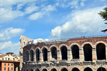 Obraz premium The most famous monument in Verona, the Arena, the roman amphitheater and the opera, Italy.