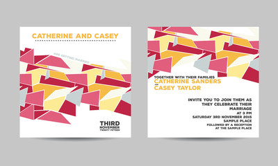 Wedding invitation card with abstract geometric background