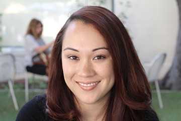 Horizontal portrait of cute Asian woman