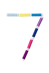 seven  number made of spool sewing thread