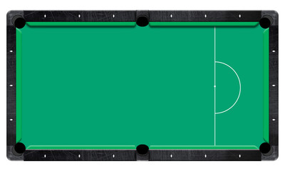 3D illustration billiard table, top view isolated white backgrou