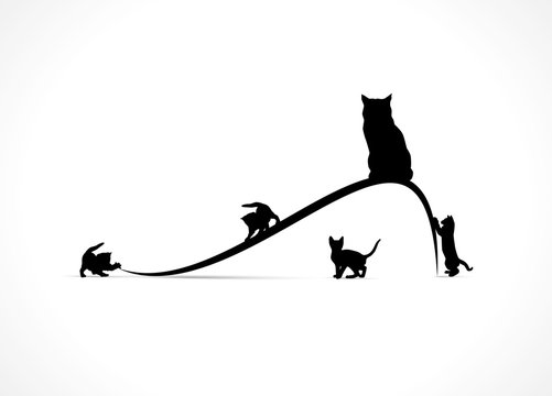 Chatte et ses chatons