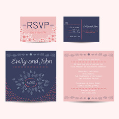 wedding set with invitation and rsvp cards