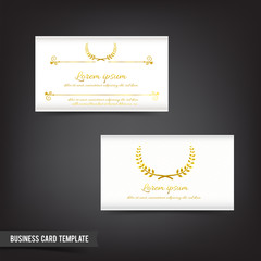 Business Card template set  043 Vintage Clear design with gold w