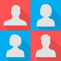 Silhouettes of men and women on different colored backgrounds vector