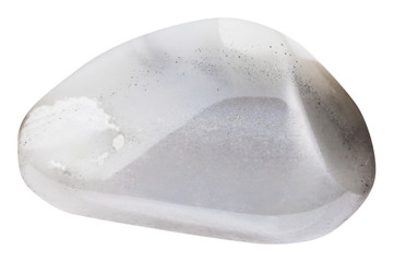 tumbled gray agate (chalcedony) gemstone isolated