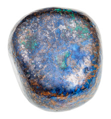 polished blue Azurite gem isolated