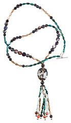 necklace from glass beads and polished nacre