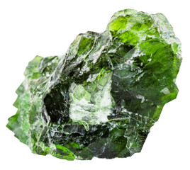 raw chrome diopside gem isolated on white