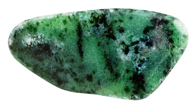polished green zoisite (saualpite) gemstone