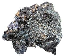 gray crystals of Molybdenite on Glaucophane stone