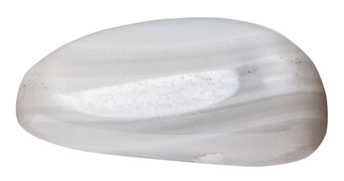 polished gray agate (chalcedony) gemstone isolated