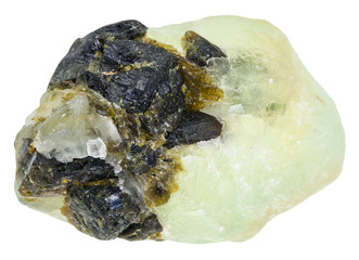 green Prehnite crystal with Epidote crystals