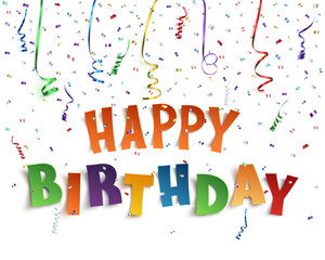 Happy birthday background with ribbons.