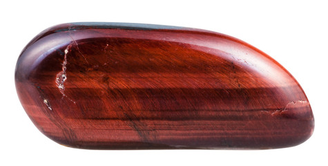 pebble of red ox-eye gemstone isolated on white © vvoe