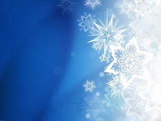 Fototapeta na wymiar Winter background with snowflakes on blue
