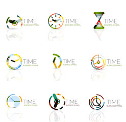 Geometric clock and time icon set