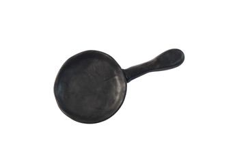 black pan model from japanese clay on white background