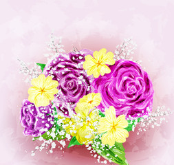 Painted flower background for invitation or greeting cards