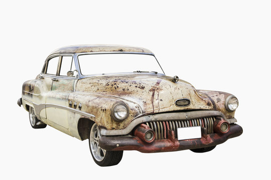 Old Car Isolate On A White Background